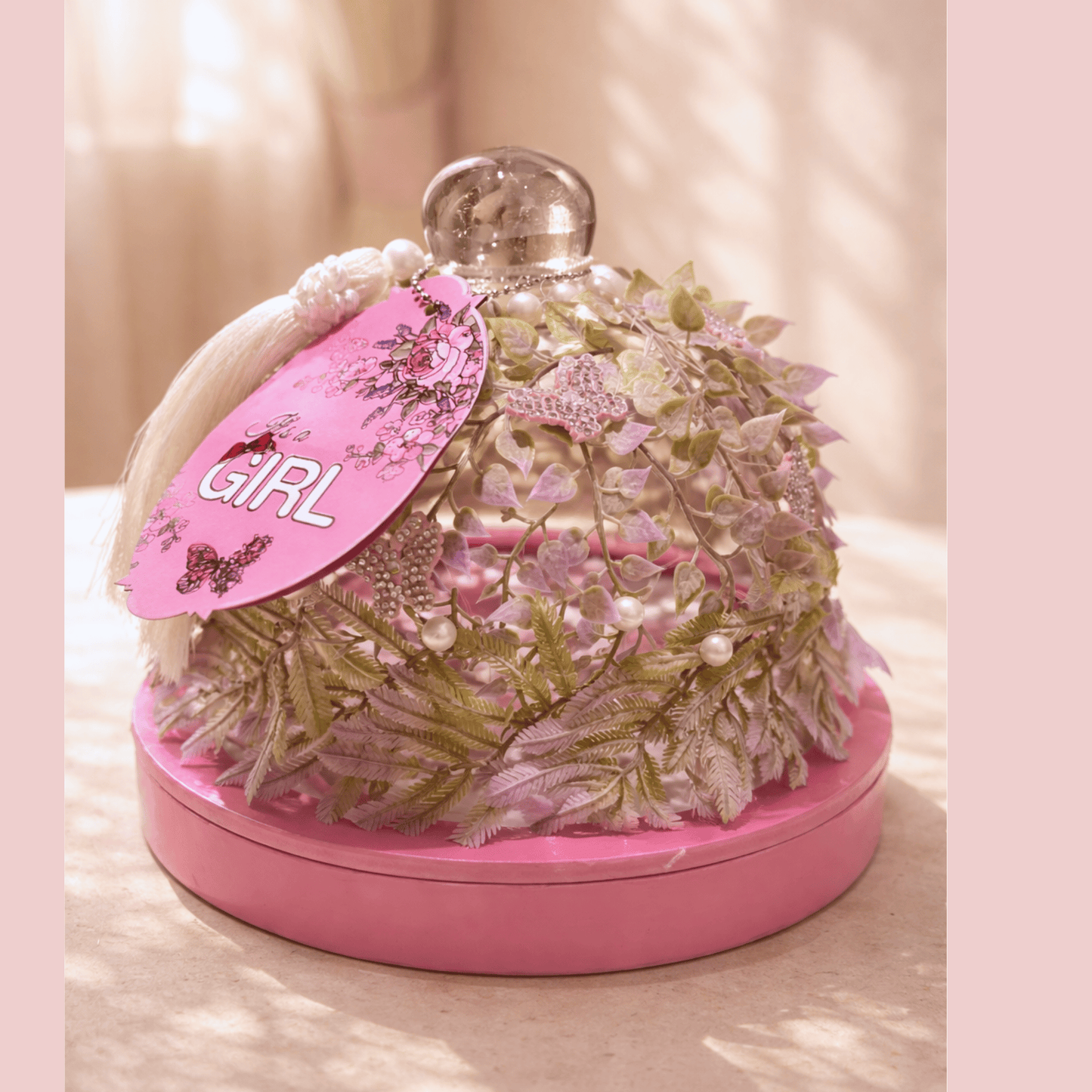 Pink Botanical Announcement Dome