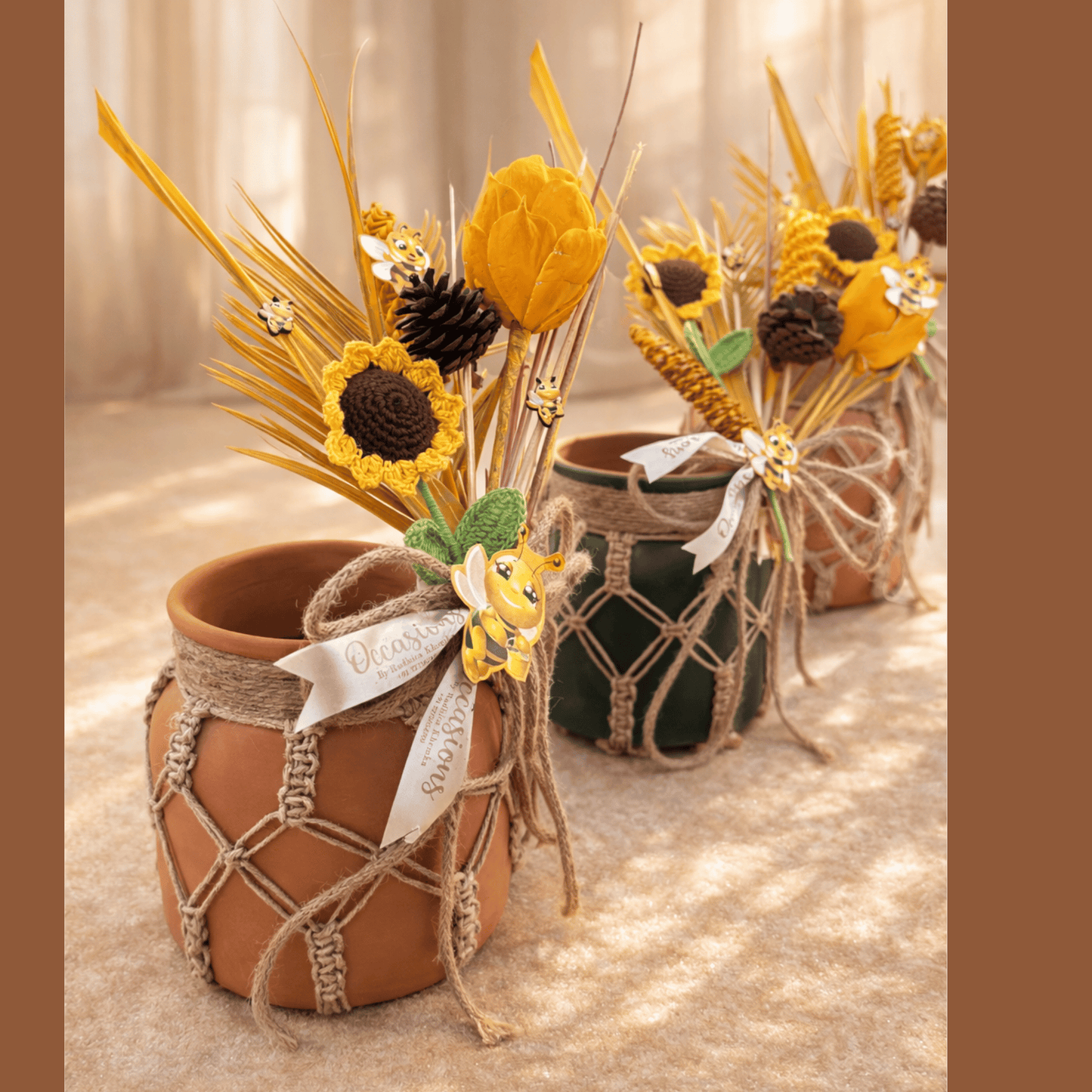Golden Bee Terracotta Vase