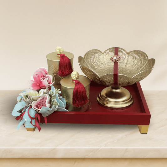 Elegant Golden Tray Set