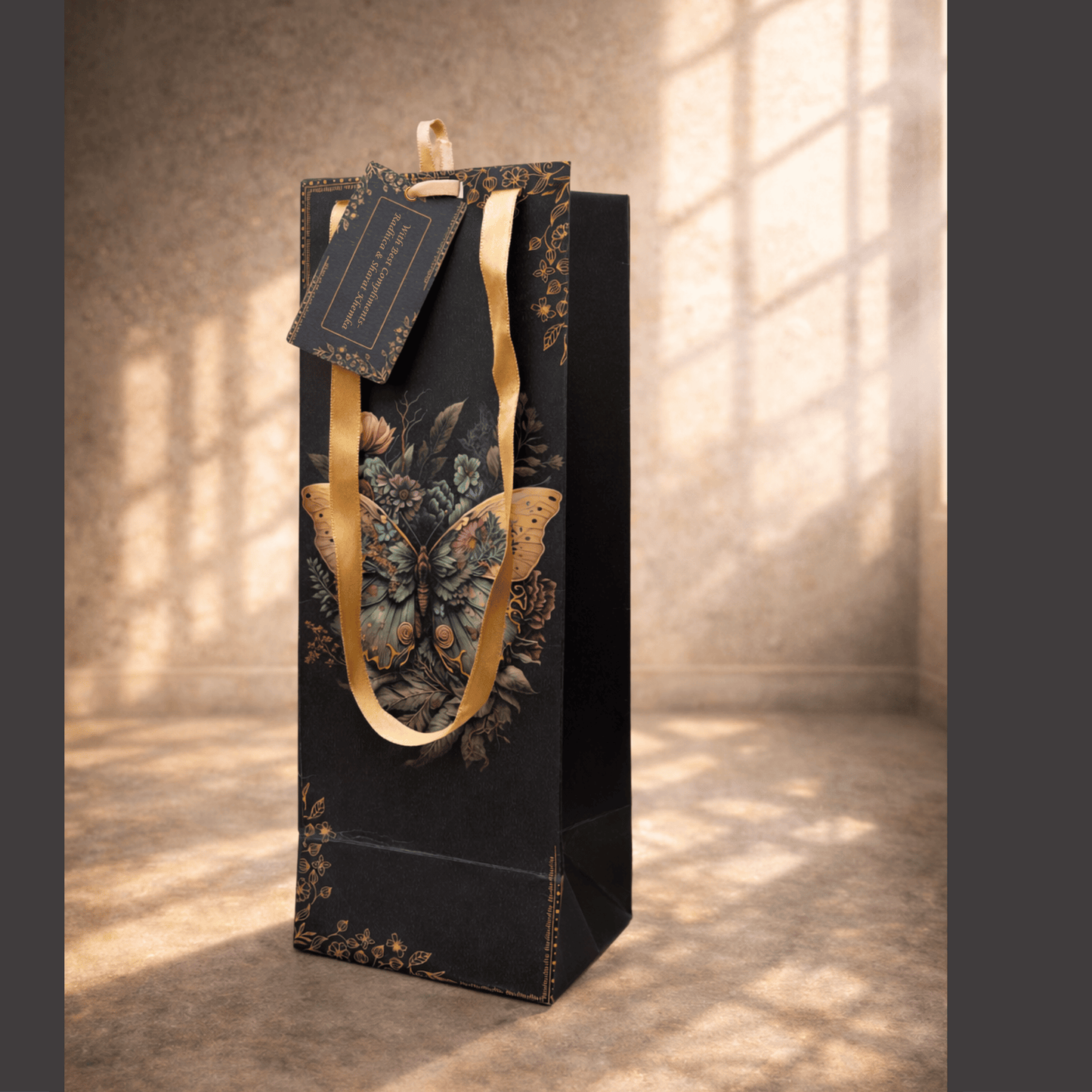 Midnight Butterfly Bottle Bag