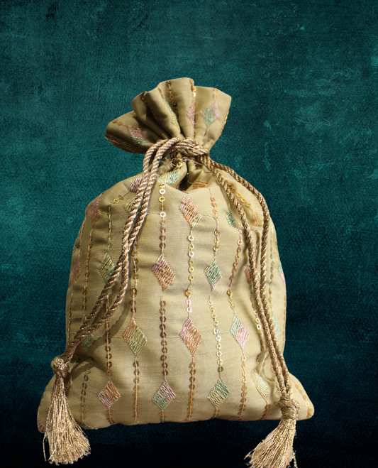 Golden Embroidered Potli