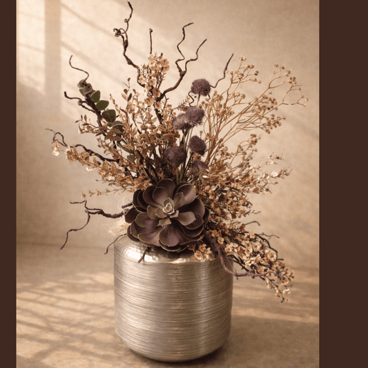 Brushed Silver Botanical Vase