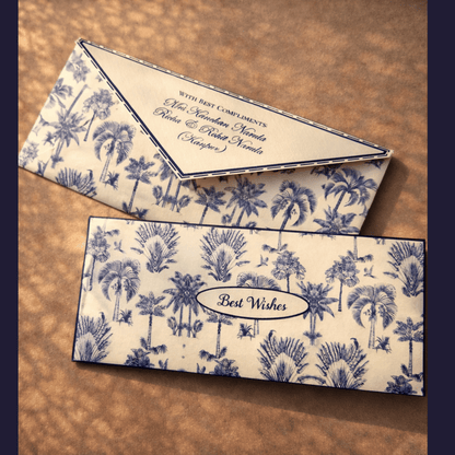 Blue Palm Toile Shagun Envelopes