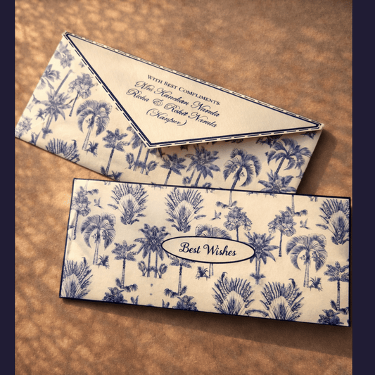 Blue Palm Toile Shagun Envelopes