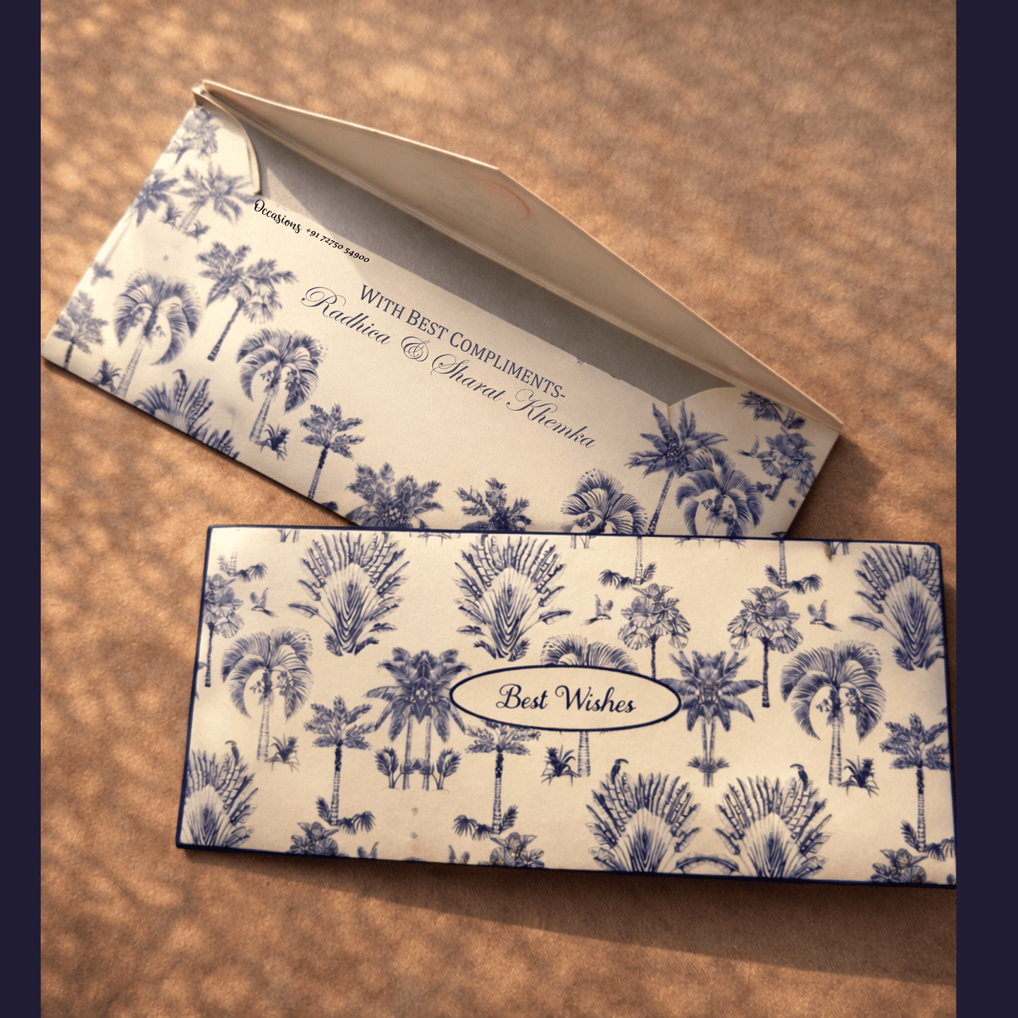 Blue Palm Toile Shagun Envelopes