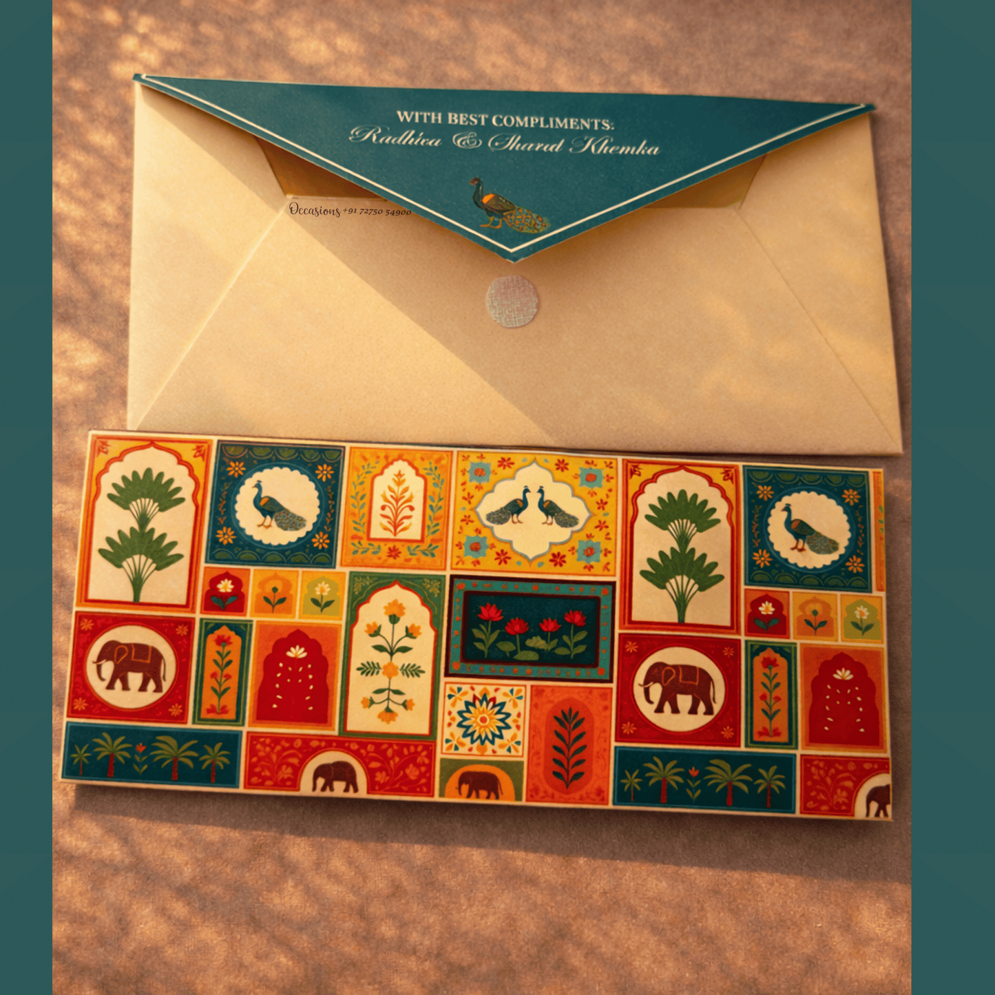 Heritage Peacock Patchwork Shagun Envelopes